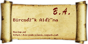 Bircsák Aléna névjegykártya